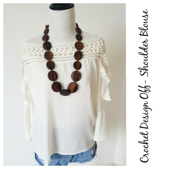 love J Tops - 💥"Leonor" Crochet Off Shoulder Blouse